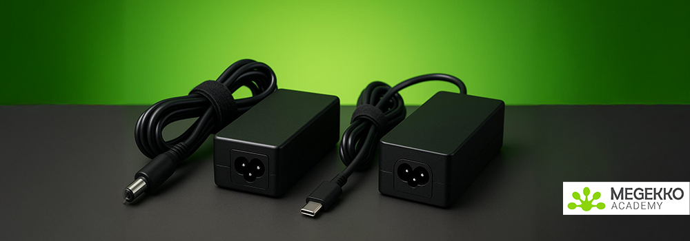 Banner laptop oplader Megekko academy artikel 